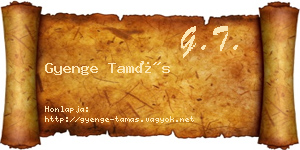 Gyenge Tamás névjegykártya